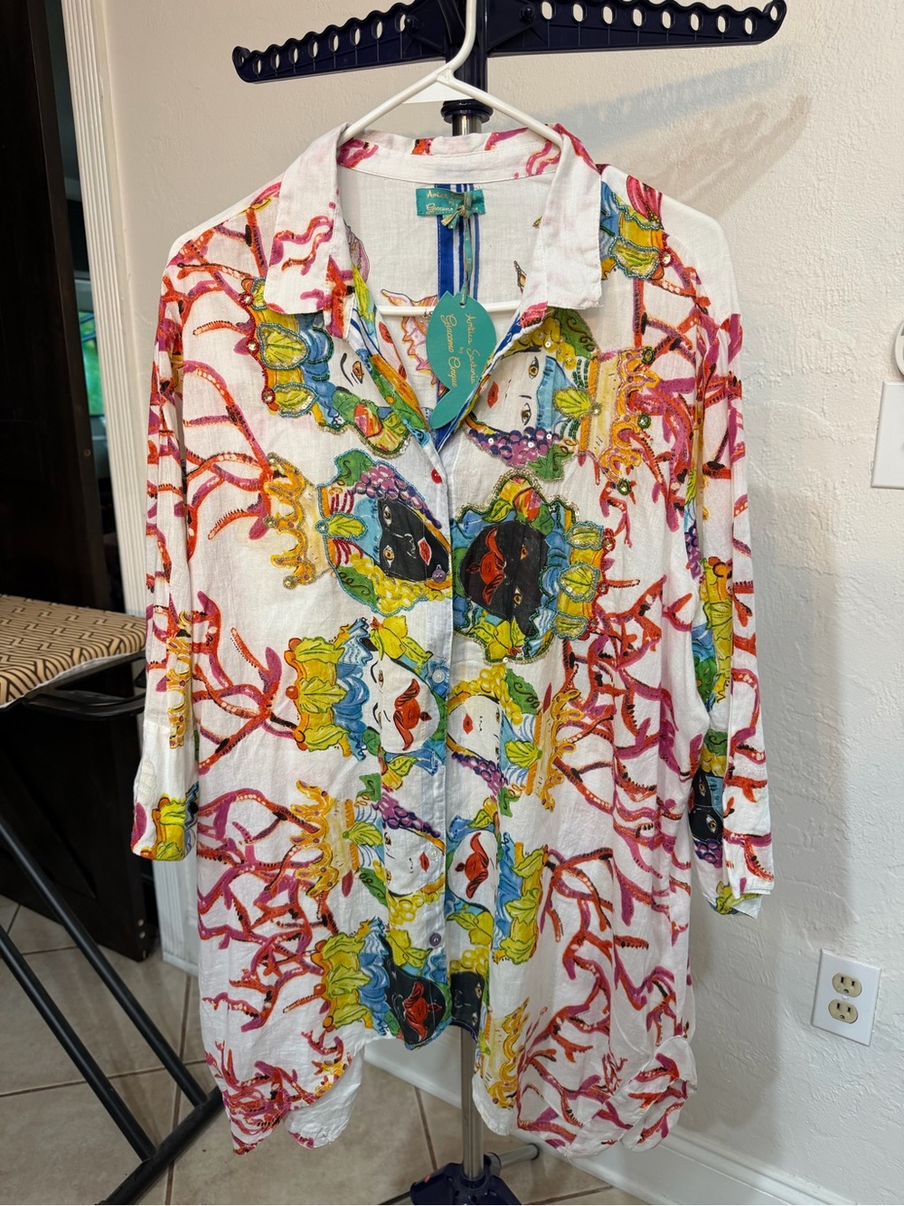 Women’s Floral Coral-Print Button Tunic - Multicolor